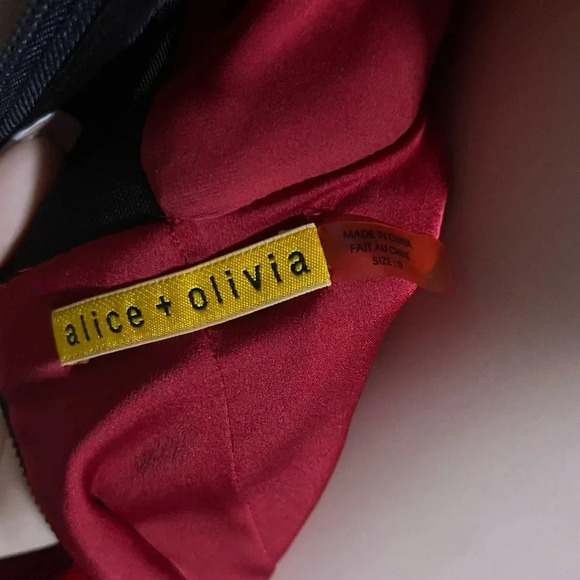 ALICE + OLIVIA Women’s Velvet Red Rose Dress - Picture 11 of 16